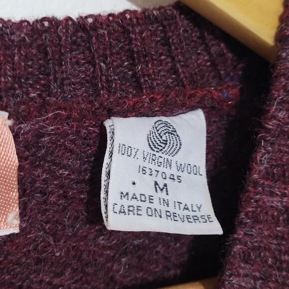 Vintage Lazarus Men's Wool Burgundy Fair Isle V-Neck Pullover Vest Size Medium - Picture 7 of 7